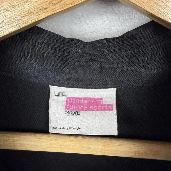 J.Lindeberg Future Sports Polo Shirt Black Sz XL Retro Tech Piping Two Pockets - Picture 3 of 11